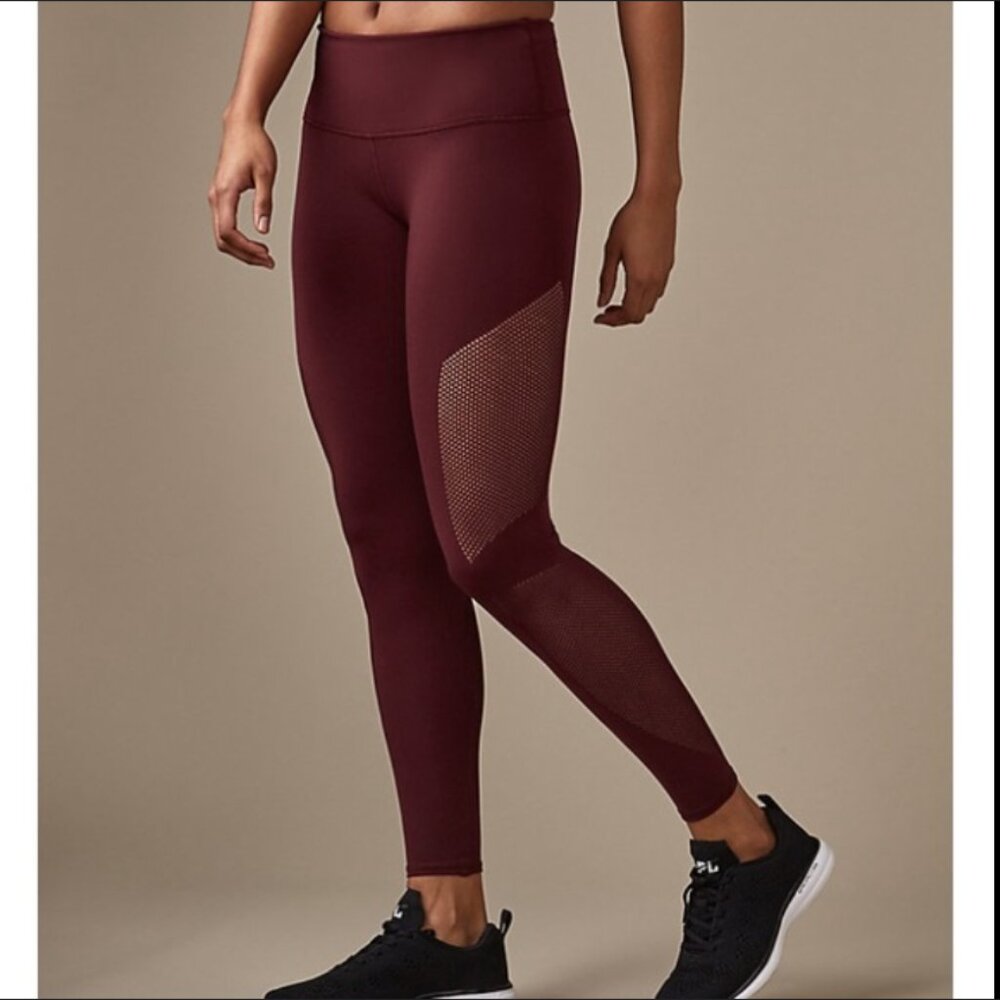 Lululemon Reveal 7/8 Maroon Deep Rouge Mesh Leggings Size 6